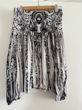 Style & Co. Black & White Asymmetrical Fringe Maxi Skirt